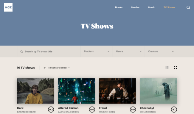 Categories TV Shows screenshot