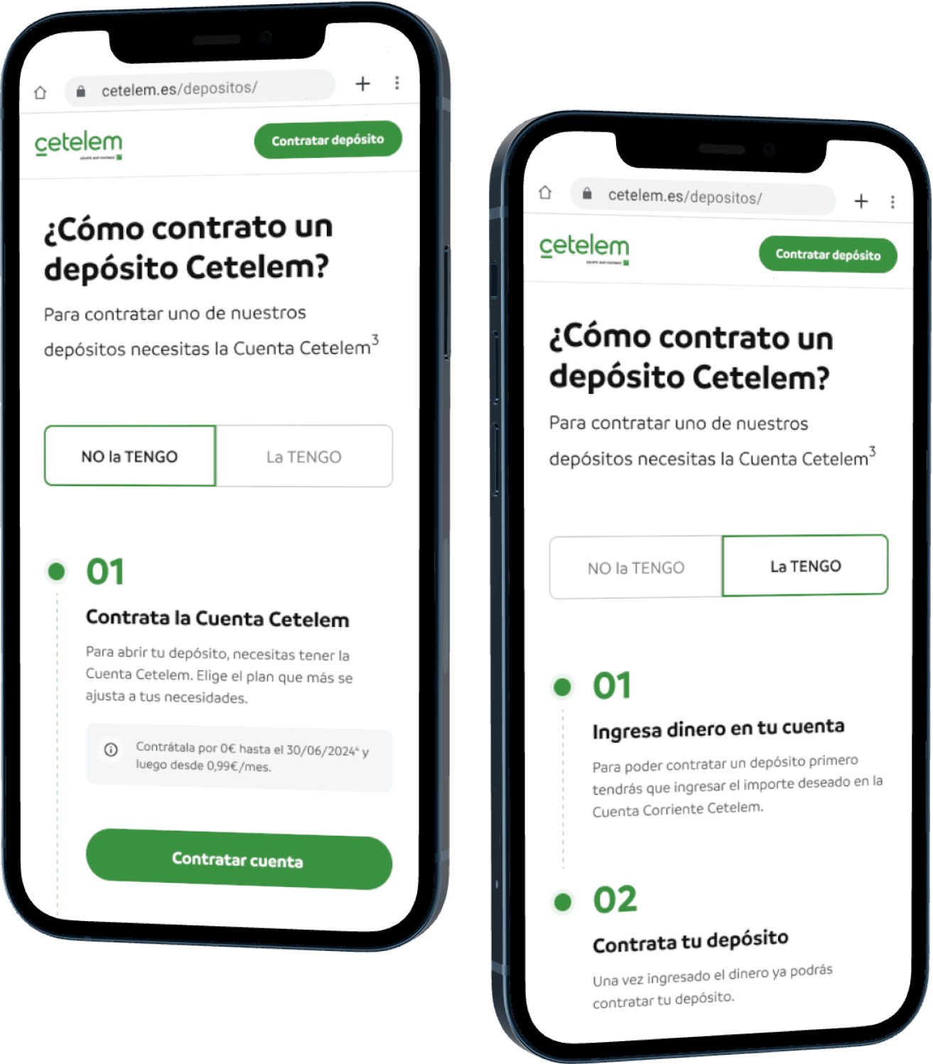 Screenshots of mobile version of the landing page