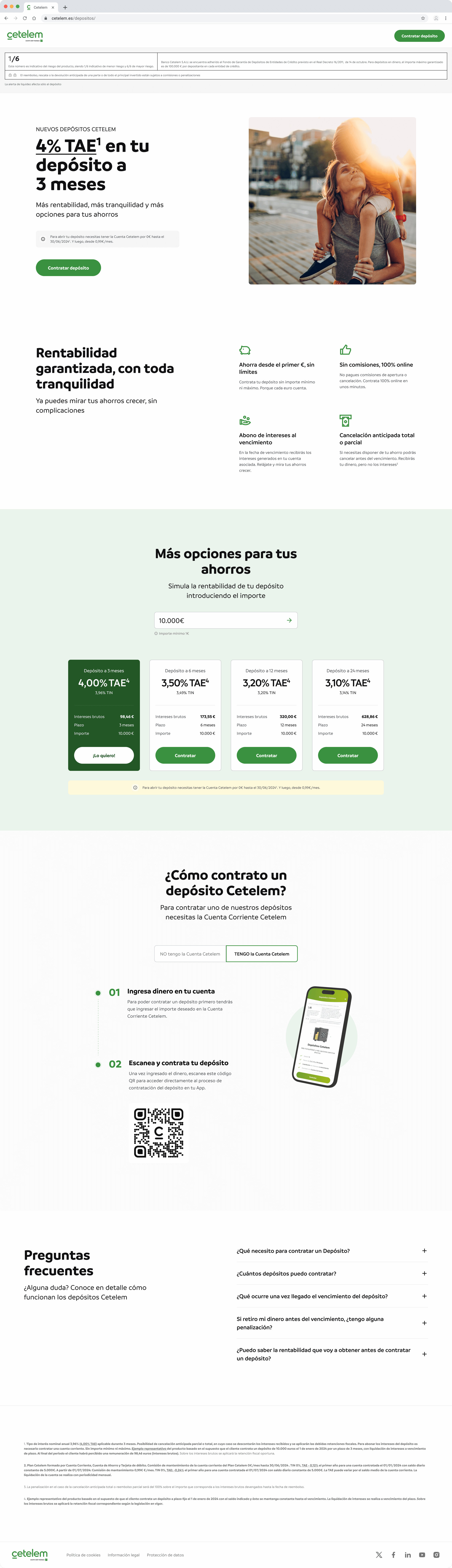 Cetelem's deposits landing desktop full design